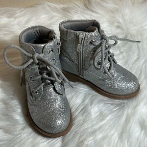 Mia Silver Glitter Lace Toddler Boots